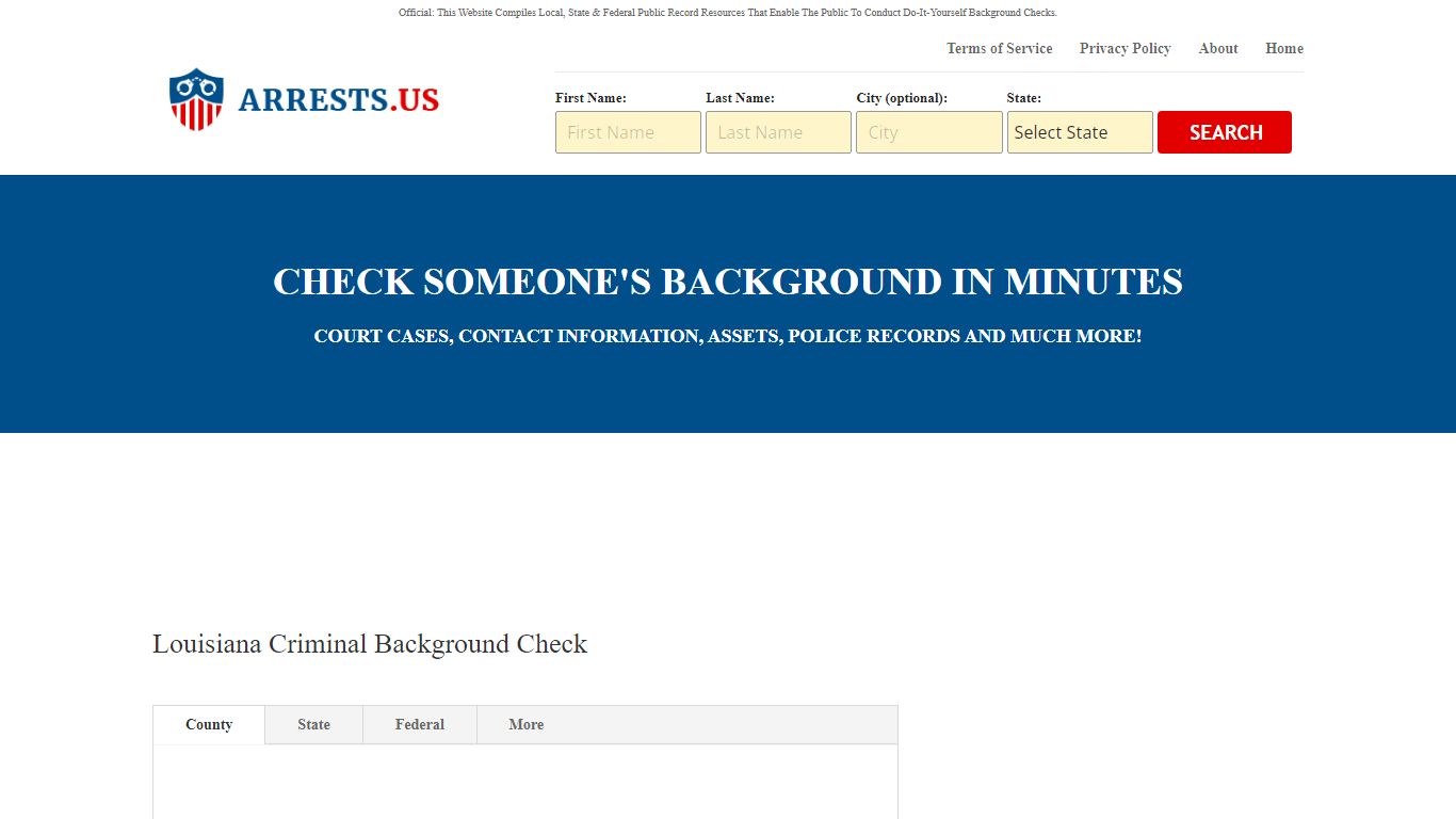 Louisiana Criminal Background Check - Arrests